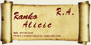 Ranko Aličić vizit kartica